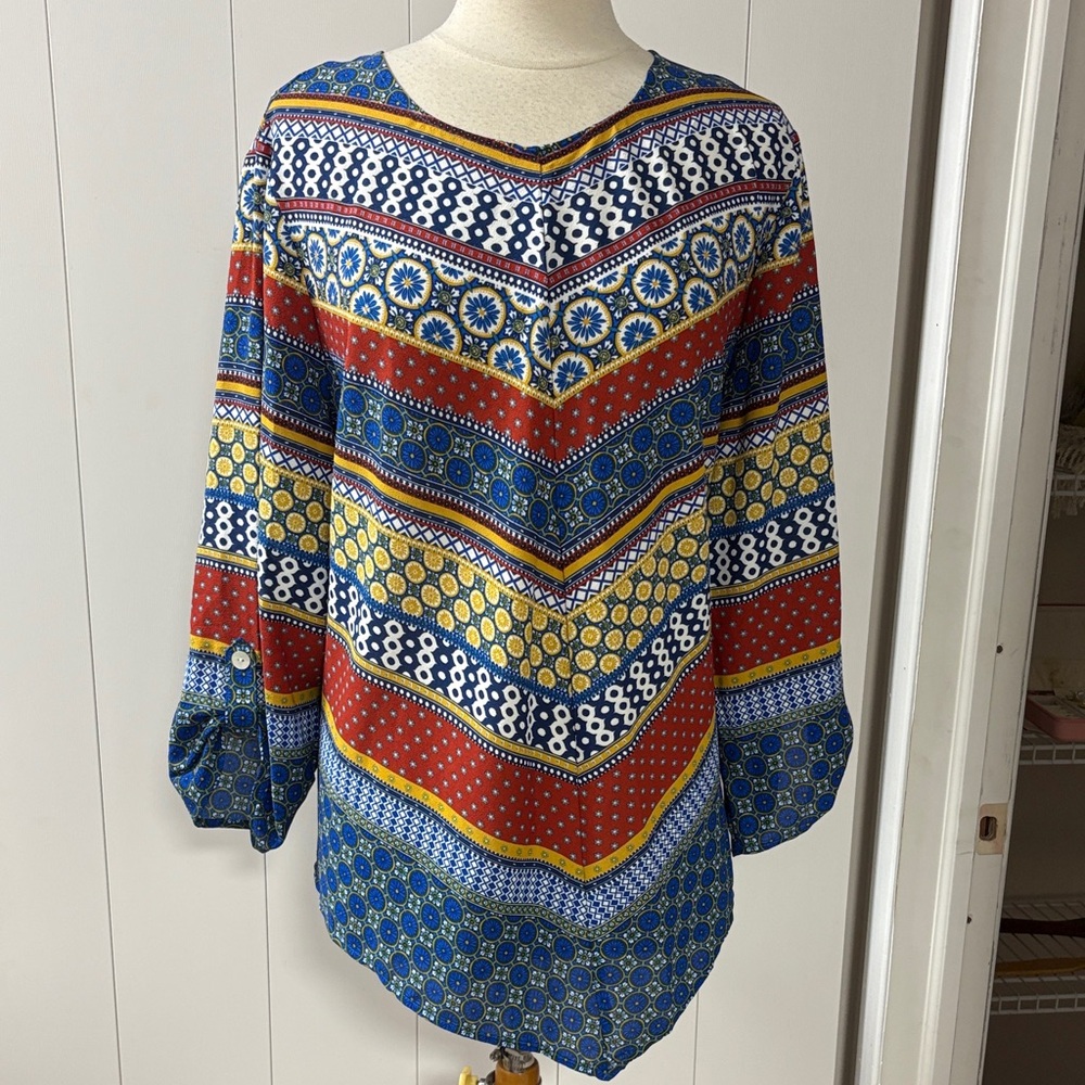 Ruby Rd. Multicolor Geometric Blouse